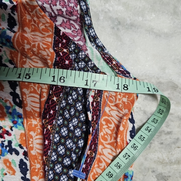 Umgee USA Boho Multicolor Patchwork Sleeveless Tunic Dress Size S - Picture 11 of 12